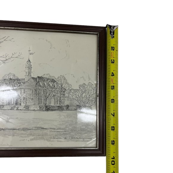 Vintage Framed Drawing The Capitol Williamsburg Virginia Signed Charles H Overly - Picture 15 of 15